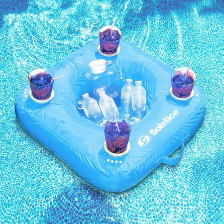 Swimline 15050B Sunsoft 4 Drink Capacity Inflatable Floating Pool Caddy Blue 